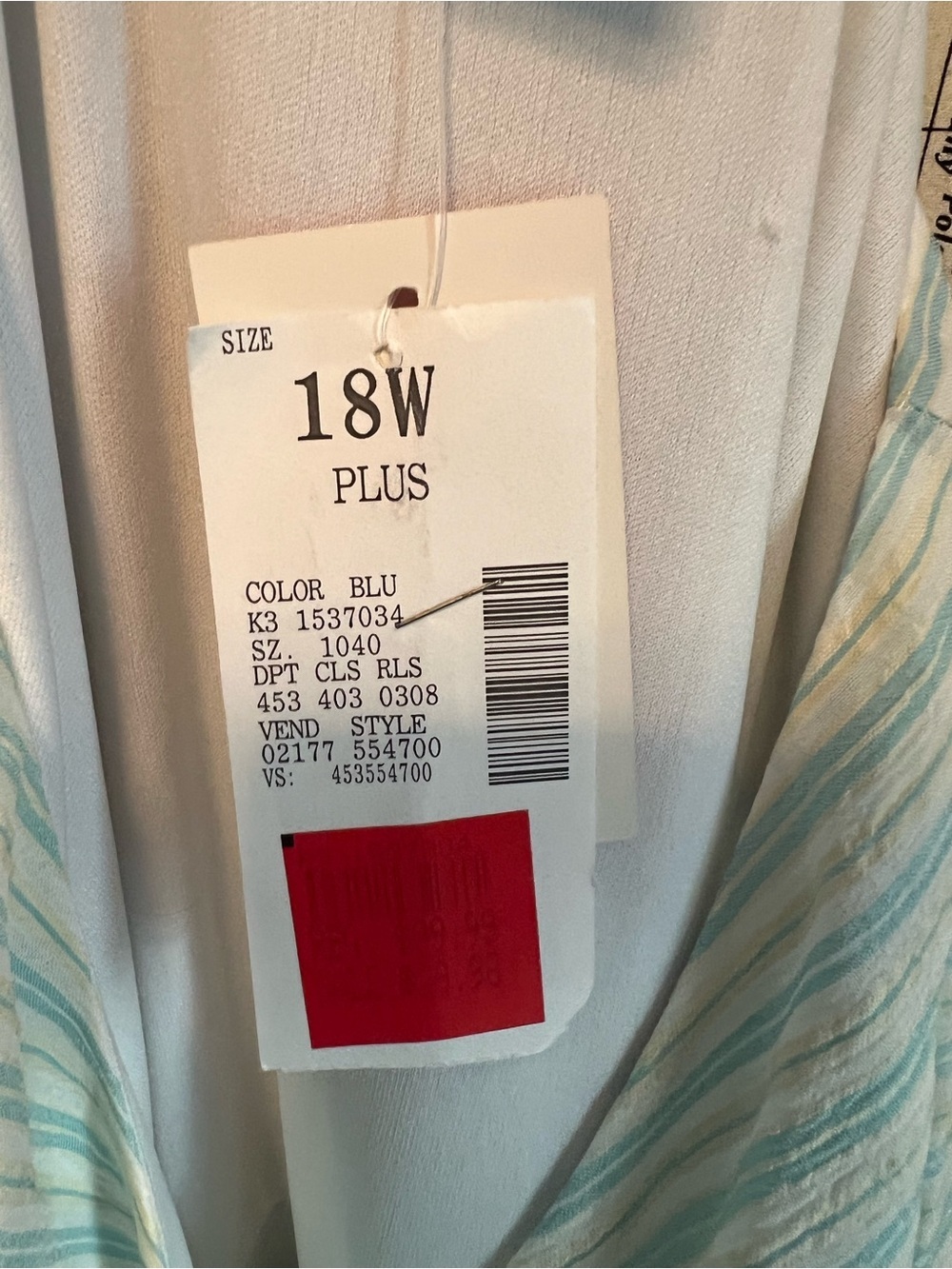 Studio 1940 Pastel Blue and White Striped Plus Size Midi Dress NWT - Picture 11 of 11